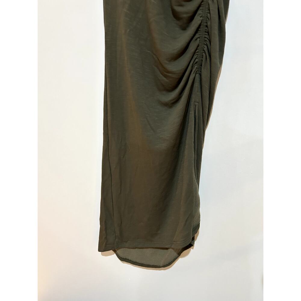 Anthropologie Daily Practice Olive Ruched Mock Neck Maxi Dress Size S - Picture 3 of 7